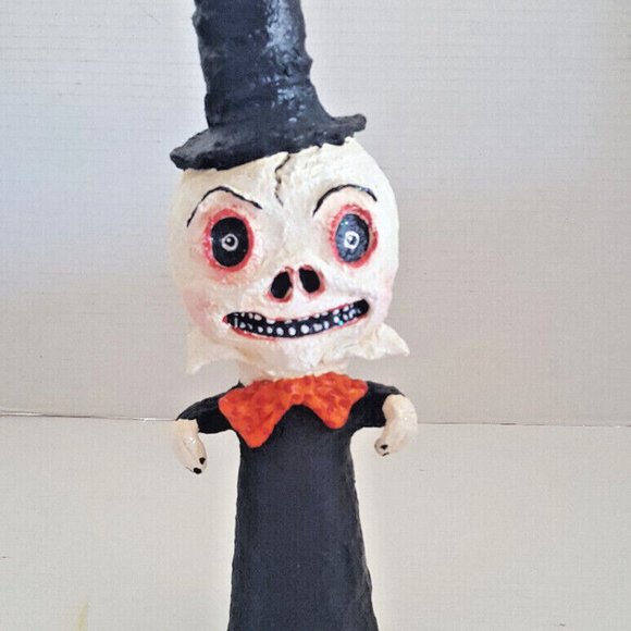 HALLOWEEN SKULL Folk Art Debra Schoch Paper Mache - Picture 11 of 14